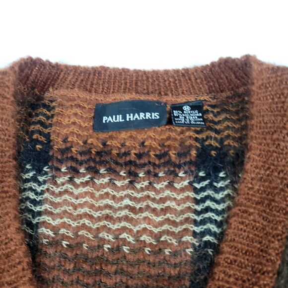 Fuzzy Wool Mohair Knit Cardigan Sweater Paul Harris M Burnt Orange Cobain Grunge - Picture 15 of 16
